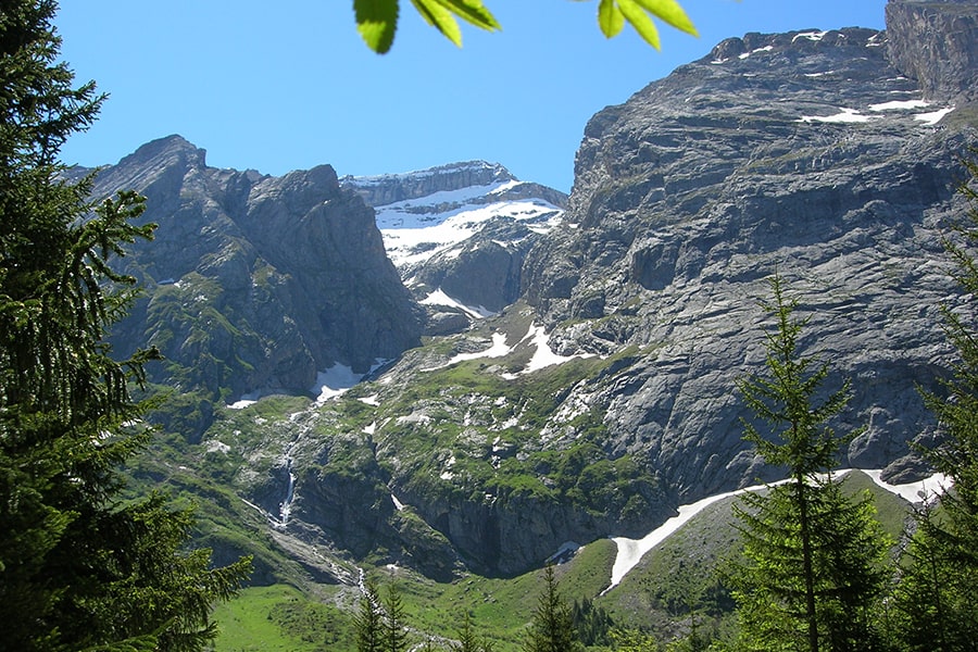 Der „Kuhsee“ (Lac de la Vache) und der Col de la Vanoise (Pralognan)