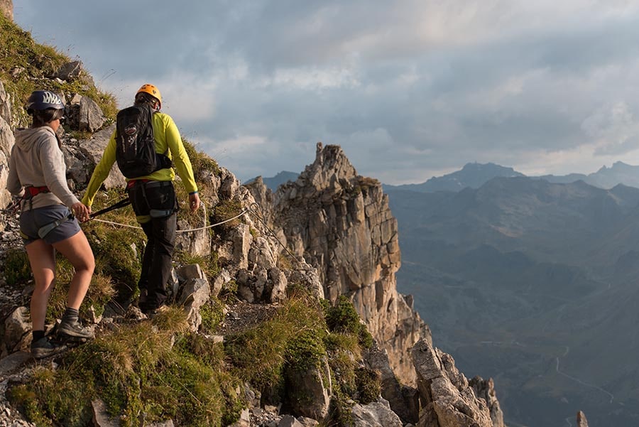 An activity halfway between hiking and climbing